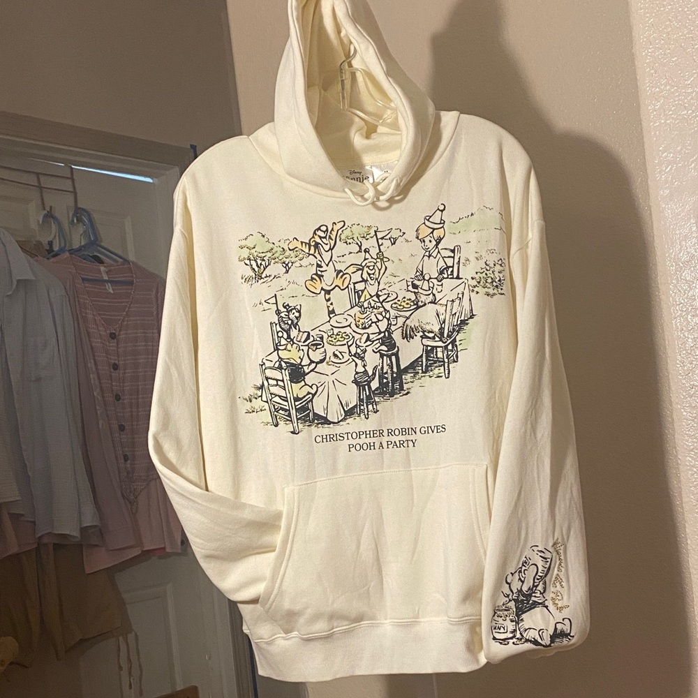 Cream color “Christopher Robin gives Winnie the Pooh a Party”Graphic Hoodie